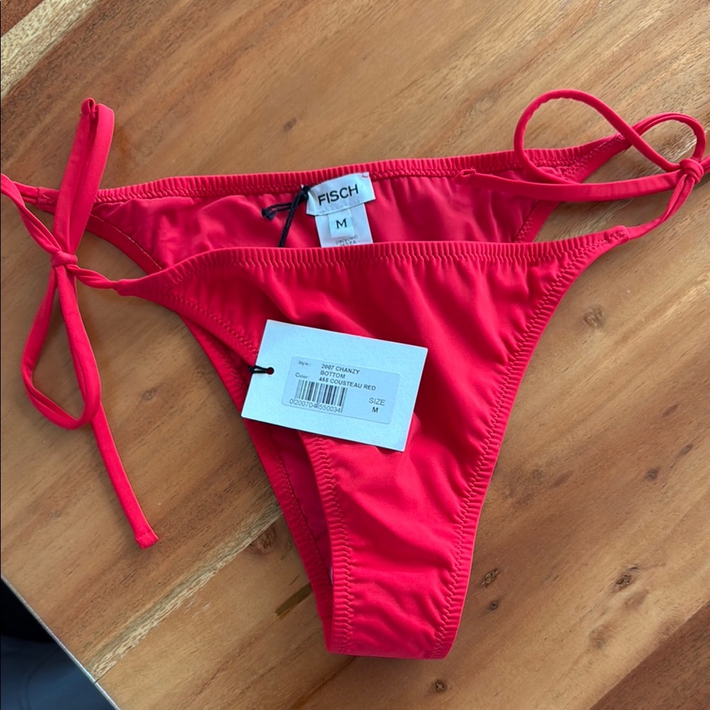 Fisch NWT Women's Red Chanzy String Bikini Bottom Sz M